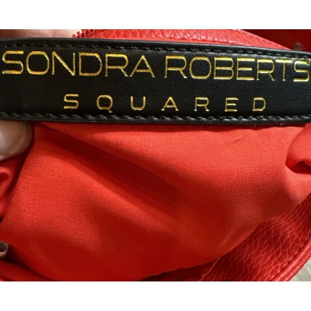 Sondra Roberts Squared Clutch Bag‎ And Shoulder Strap. Gold Accents. Good Cond.